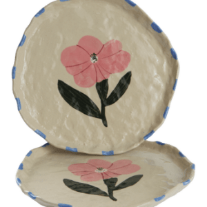 BOTANIC tallrik 2-pack ø 25 cm White Pottery clay with hand painting