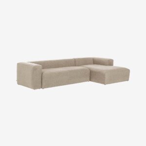 Kave Home – Soffa Blok 4-sits i chenille divan höger – Vit – 2-sits soffor – Från Homeroom