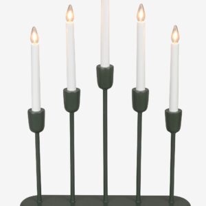 Konstsmide – Ljusstake trä/metall 5 LED 53,5cm – Grön – Adventsljusstakar – Från Homeroom