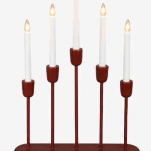 Konstsmide – Ljusstake trä/metall 5 LED 53,5cm – Röd – Adventsljusstakar – Från Homeroom