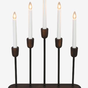 Konstsmide – Ljusstake trä/metall 5 LED 53,5cm – Svart – Adventsljusstakar – Från Homeroom