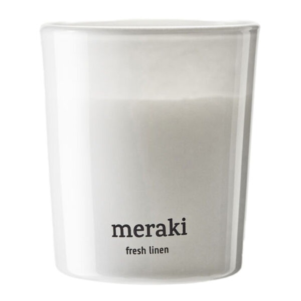 Meraki – Doftljus fresh linen 7×6 cm vit