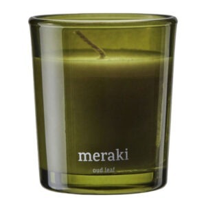 Meraki – Doftljus oud leaf 7×6 cm grön