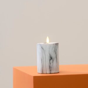 Star Trading – FLAMME MARBLE blockljus LED 12,5 cm – Grå – Bordslampor – Från Homeroom