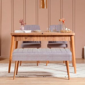 Hanah Home – Set med bord och stolar (4 delar) – Gina – Brun – Matgrupper – Från Homeroom
