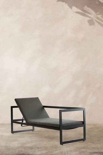 ALASSIO solsäng/utesoffa – rygg vänster Svart/mörkgrå dyna