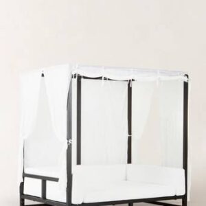 ALASSIO trädgårdssäng Svart/vit dyna