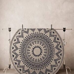 ARRE utomhusmatta ø 200 cm Vit/blå