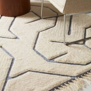 AZALEA ullmatta 140×200 cm Naturvit/blå