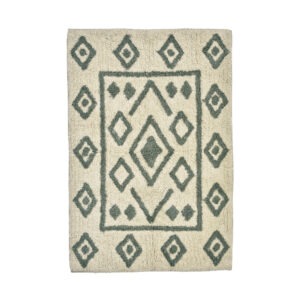 BADRUMSMATTA 60×90 Offwhite/Blågrön