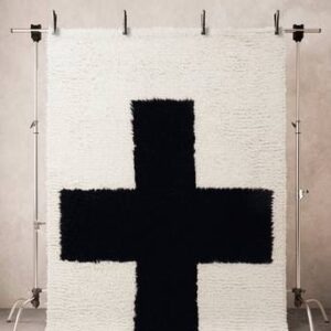 BIG CROSS ullmatta 200×300 cm Svart/vit