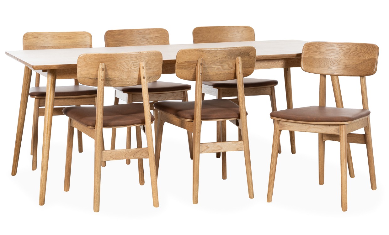 BLANCA 190/LINO Matgrupp 6 Stolar Ek/Brun