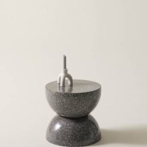 BLANES sidobord ø 35 cm Mörkgrå terrazzo