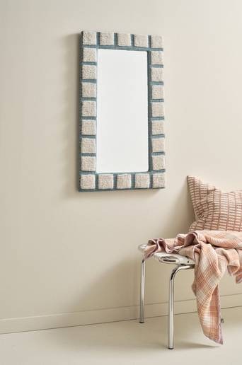 BLOCKY spegel 50×90 cm Blå/vit