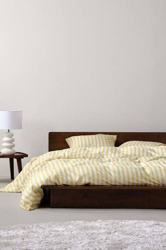 BOEL påslakanset dubbelsäng – ekologisk Limoncello/vit