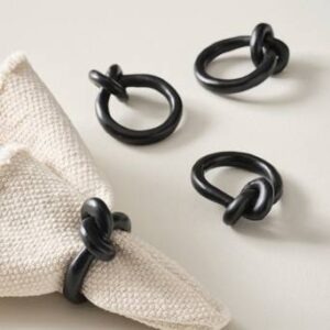 BOWIE servettring 4-pack Svart