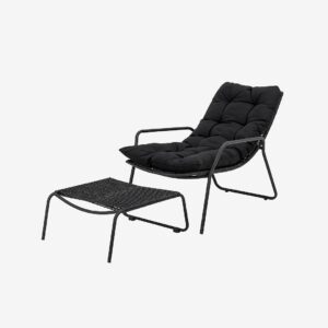 Bloomingville – Solstol Boel, set med 2 stolar och 2 fotpallar – Svart – Solstolar & solsängar – Från Homeroom