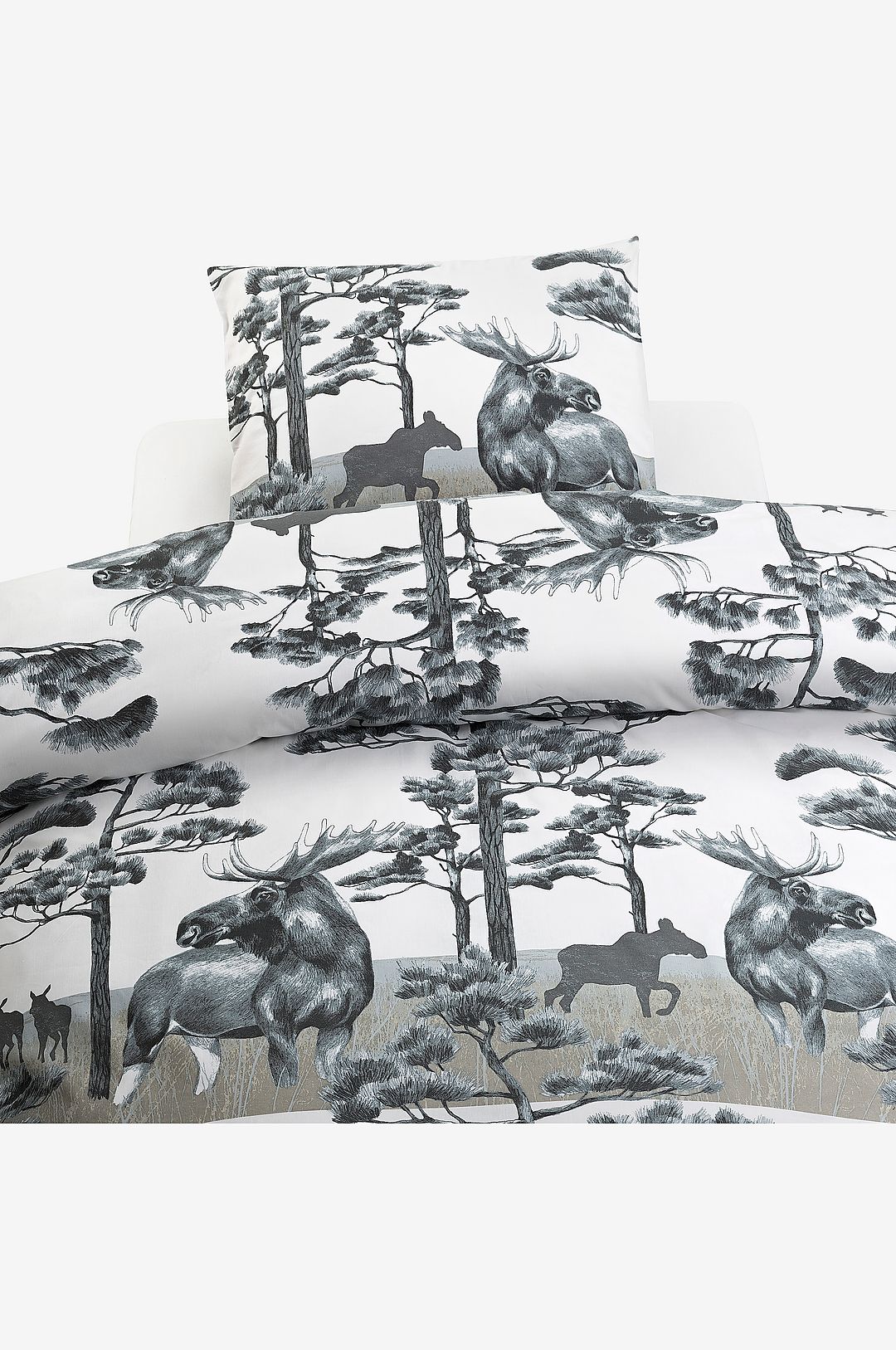 Borganäs of Sweden – 2-Dels Set Älg – Grå – Påslakanset – Från Homeroom