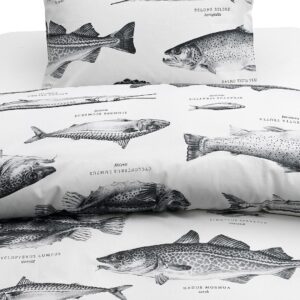 Borganäs of Sweden – 2-Dels Set Havsfiskar – Vit – Påslakanset – Från Homeroom