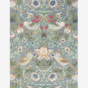 Brink & Campman – Ullmatta Strawberry Thief Slate – Blå – Ullmattor – Från Homeroom