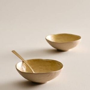 CARA skål 2-pack ø 18 cm Senap/beige