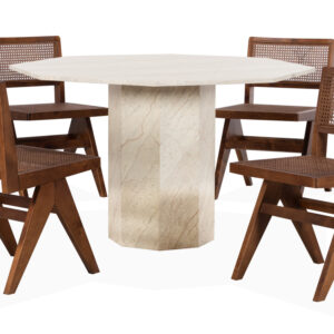 CATANIA/BEAU Matgrupp 4 stolar Beige/Brun