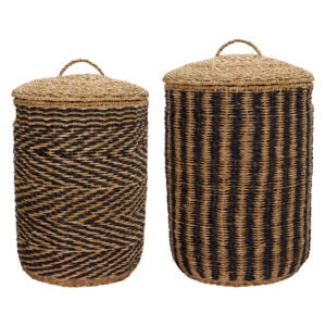 CESTO Tvättkorg 2-set Natur/Svart