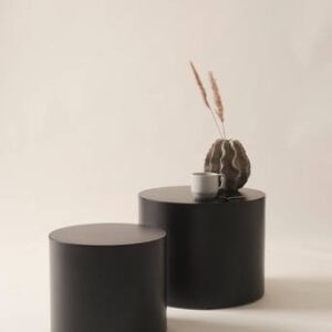 CILIN sidobord 2-pack ø 38 cm, ø 48 cm Matt svart