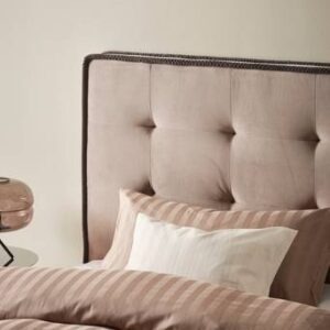 CLIFTON sänggavel 120 cm Greige/mörkgrå piping