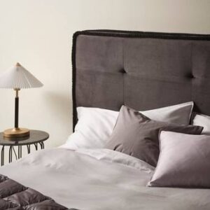 CLIFTON sänggavel 160 cm Mörkgrå/svart piping