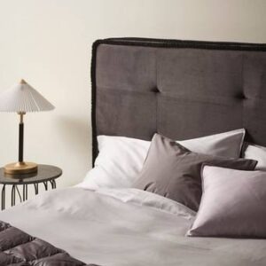 CLIFTON sänggavel 180 cm Grå/svart piping