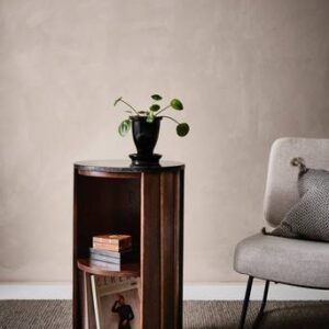 CORTONA sidobord ø 40 cm – hög Mörkt trä/granit