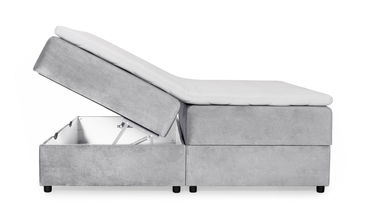 DANVIK 180 Boxsäng Sammet Ljusgrå