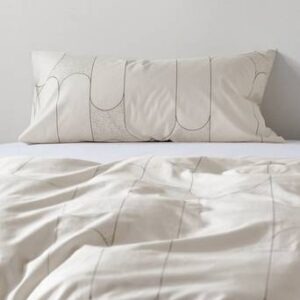 DECO örngott 90×50 cm Naturvit/svart