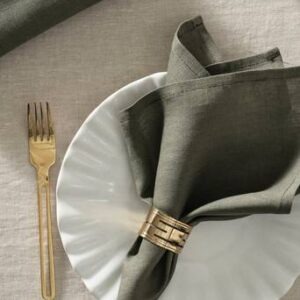 ELI linneservett 2-pack Mörk khakigrön