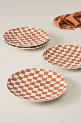 ELLA tallrik 4-pack ø 28,5 cm Orange/vit