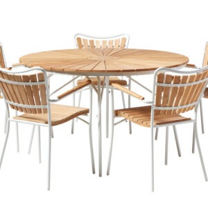 ELLEN Matgrupp 130 + 5 stolar Vit