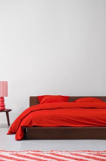 ENA påslakanset dubbelsäng ekologisk Tomatröd
