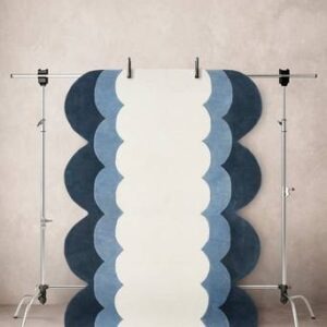 EVORA ullmatta 170×240 cm Blå/naturvit