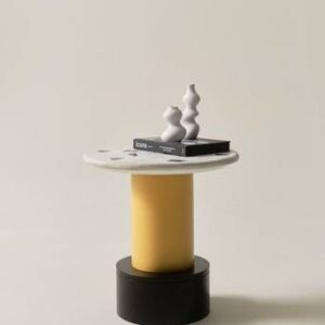 FRESNO sidobord ø 50 cm Gul/svart