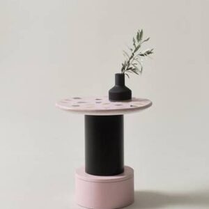 FRESNO sidobord ø 50 cm Svart/rosa