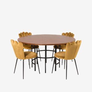 Furniture Fashion – Matbord Copenhagen med 4 st Matstol Limhamn – Guld – Matbord – Från Homeroom