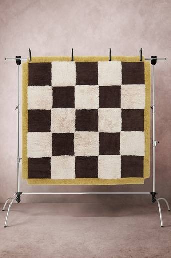 GANNAT fyrkantig ullmatta 250×250 cm Brun/beige/grön