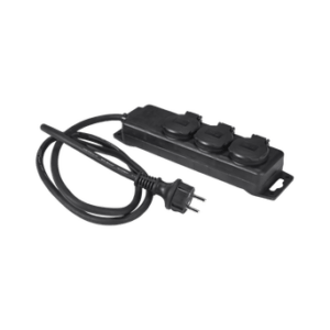 Grenuttag 3 a IP44 utomhus, 1,5 meter Svart