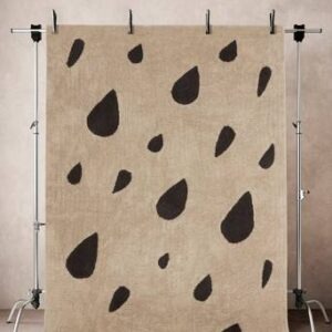 HEALY bomullsmatta 200×300 cm Beige/mörkgrå