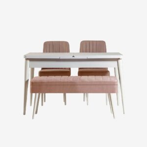 Hanah Home – Set med bord och stolar (4 delar) – Gina – Beige – Matgrupp 4 personer – Från Homeroom