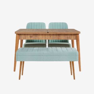 Hanah Home – Set med bord och stolar (4 delar) – Gina – Brun – Matgrupp 4 personer – Från Homeroom