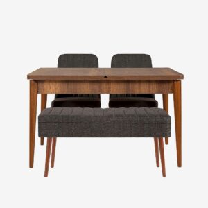 Hanah Home – Set med bord och stolar (4 delar) – Gina – Brun – Matgrupp 4 personer – Från Homeroom