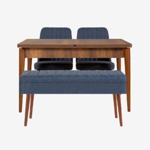 Hanah Home – Set med bord och stolar (4 delar) – Gina – Brun – Matgrupp 4 personer – Från Homeroom