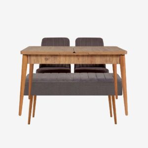 Hanah Home – Set med bord och stolar (4 delar) – Gina – Brun – Matgrupp 4 personer – Från Homeroom